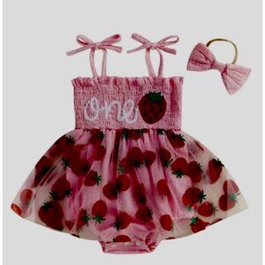 First birthday girl strawberry dress only